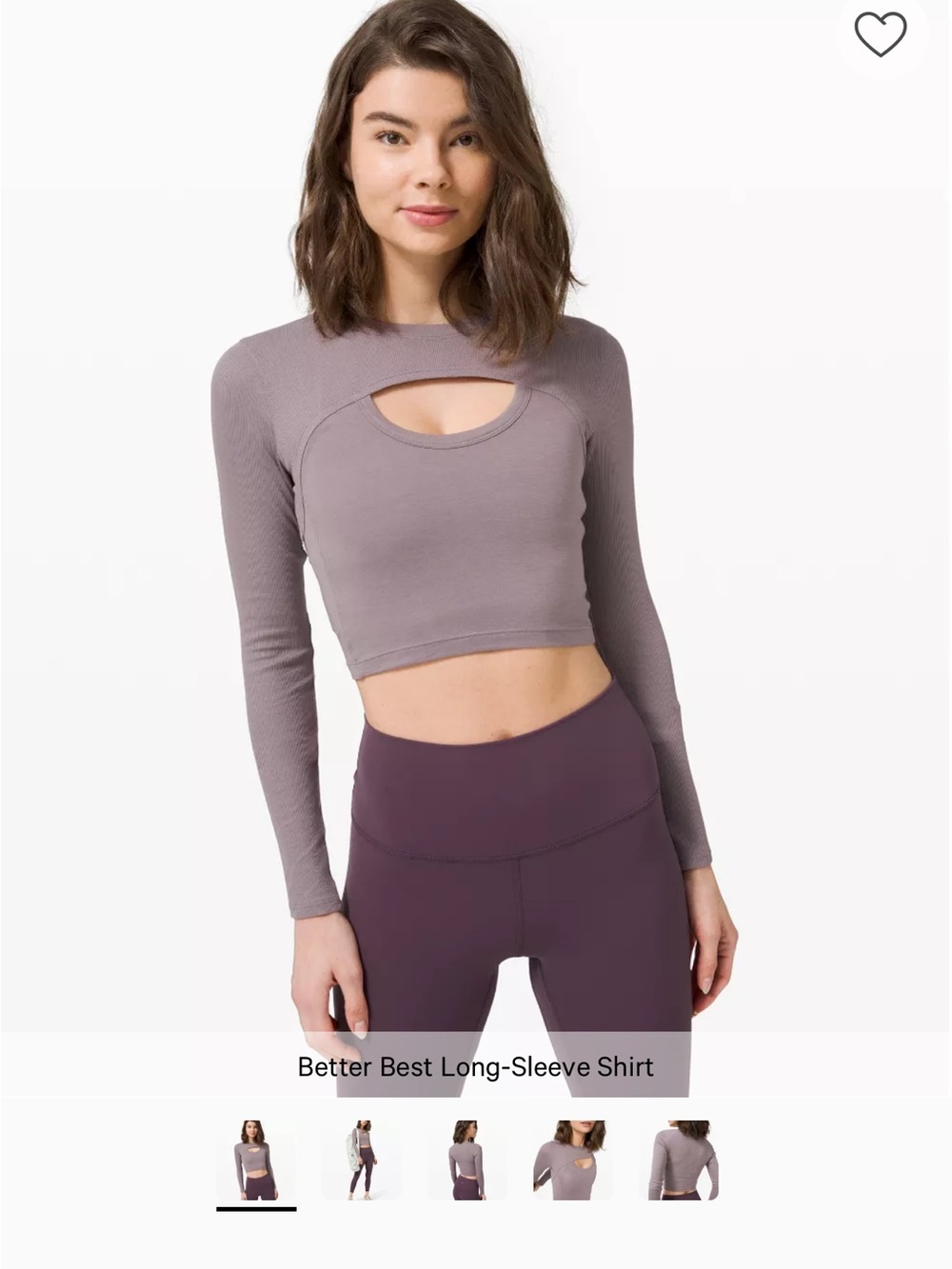 lululemon athletica Long-Sleeve Crop Top in Dusty Mauve